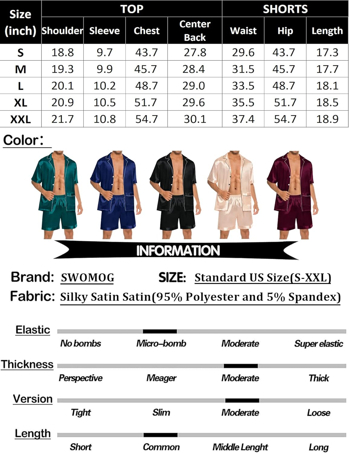 SWOMOG Mens Satin Pajamas Set 2 Piece Pj Button Down Loungewear 2 Piece ...